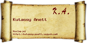 Kutassy Anett névjegykártya