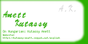 anett kutassy business card